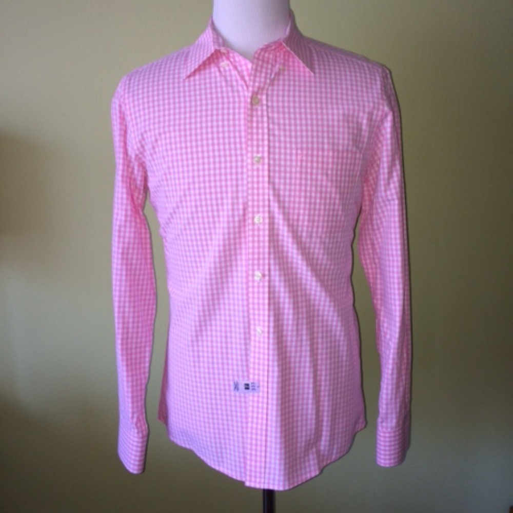 Izod SLIM FIT Candy Pink/White Check Shirt, Medium